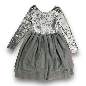 Cat & Jack | Crushed Velvet Tulle Dress (6X) 🩶